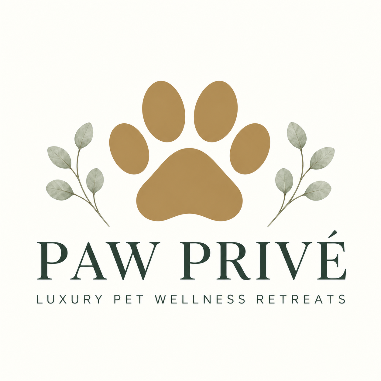 PAW PRIVÉ champagne-gold paw with eucalyptus